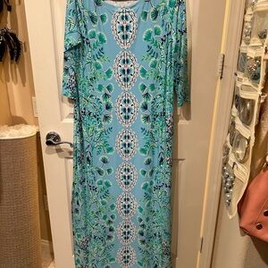 Elegant Lilly Pulitzer Teal and Green Long Sleeve Dress
